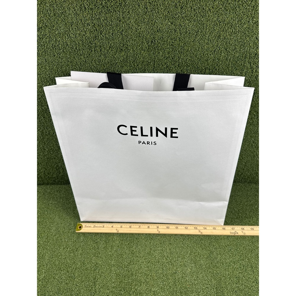 CELINE Paris Large White Shopping Tote Bag 16'x16'x7' Black Handles Store Ba - Picture 8 of 8